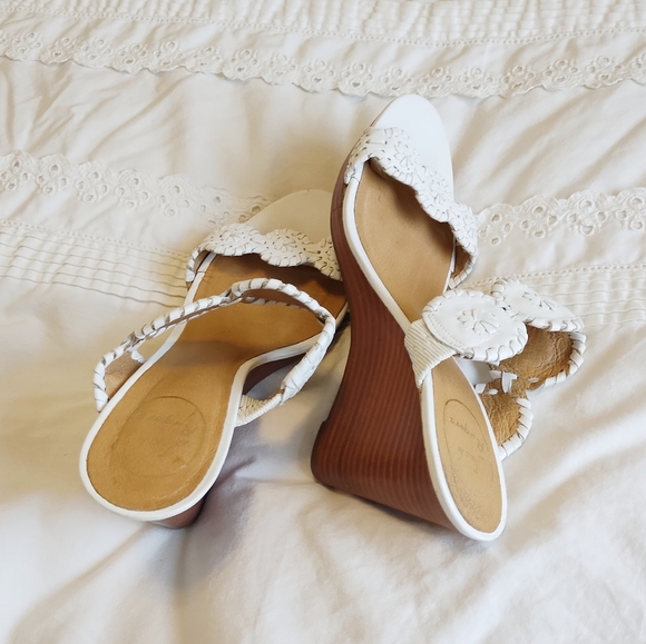 Jack Rogers Luccia Platform Medallion Wedge Sandals Slides White Sz 8 - Picture 4 of 6